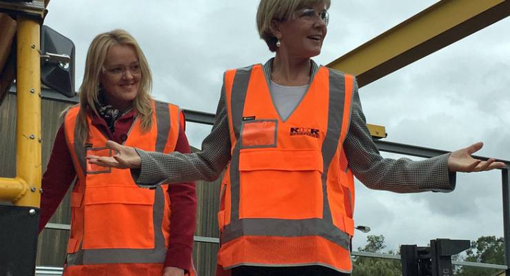 Fiona Scott and Julie Bishop on the campaign trail in Sydney