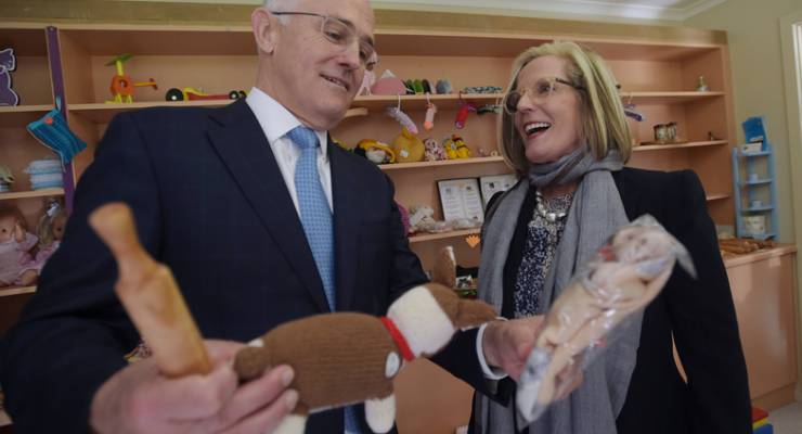 Malcolm and Lucy Turnbull in an Adelaide gift shop