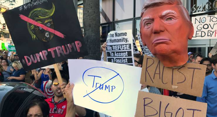 Anti-Trump protesters in Los Angeles