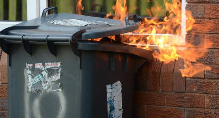 Bin on fire