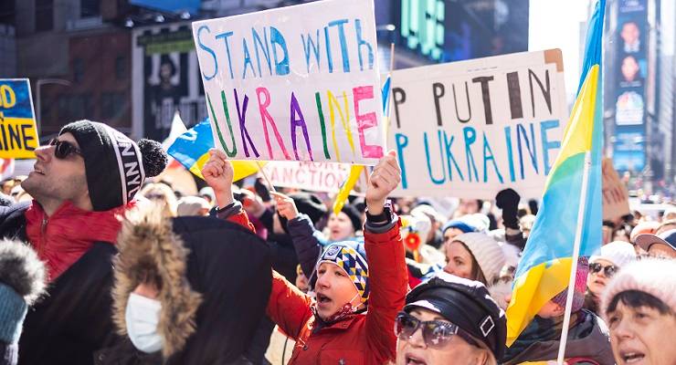 Anti-war protesters in New York's Times Square
