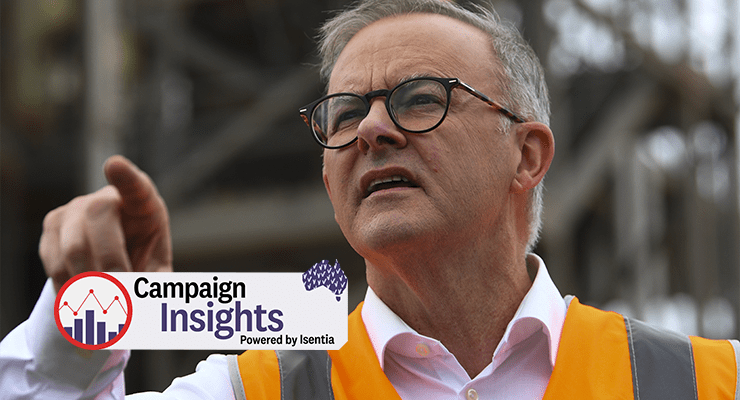 Anthony Albanese on day 32 of the election campaign (Image: AAP/Lukas Coch)