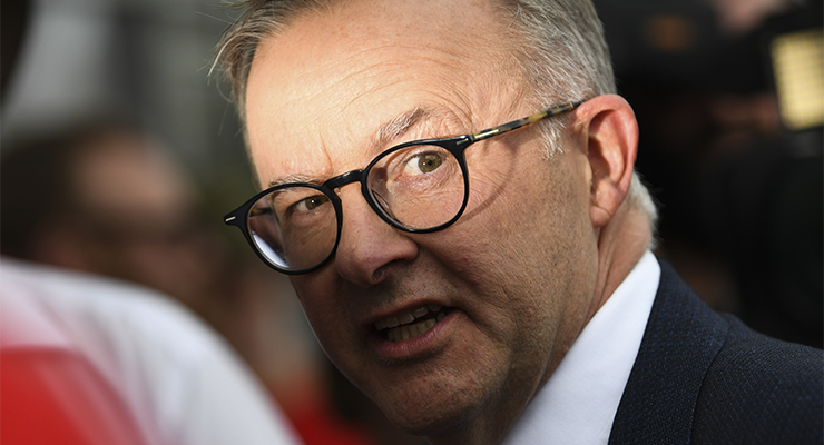 Anthony Albanese on day 39 of the federal election campaign (Image: AAP/Lukas Coch)