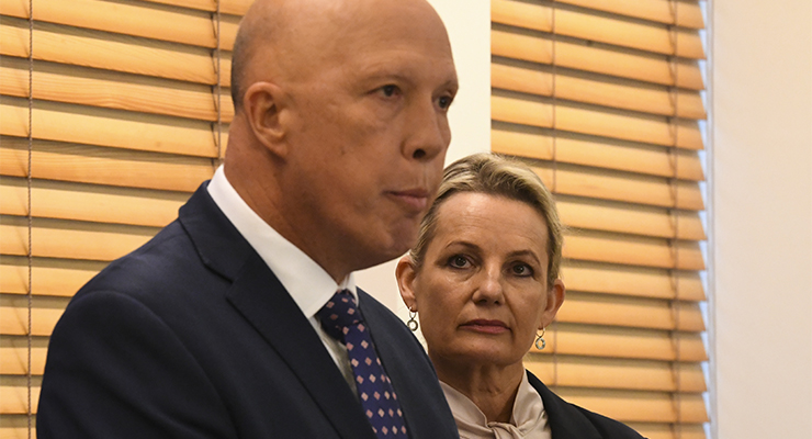 Newly elected Deputy Leader of the Liberal Party Sussan Ley and newly elected Leader of the Liberal Party Peter Dutton (Image: AAP/Lukas Coch)