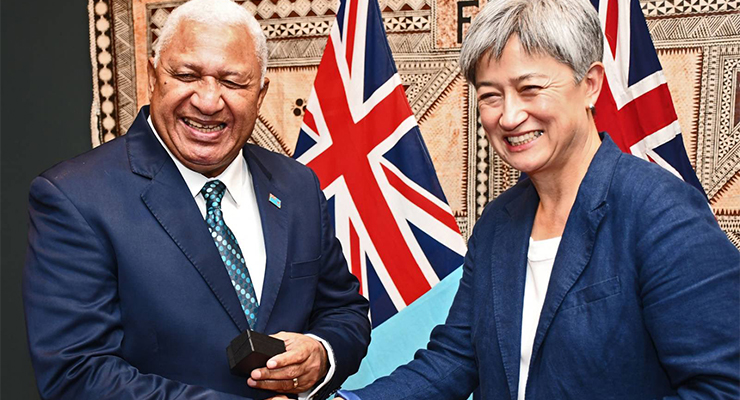 Fiji's Prime Minister Frank Bainimarama and Foreign Affairs Minister Penny Wong (Frank Bainimarama/Twitter)