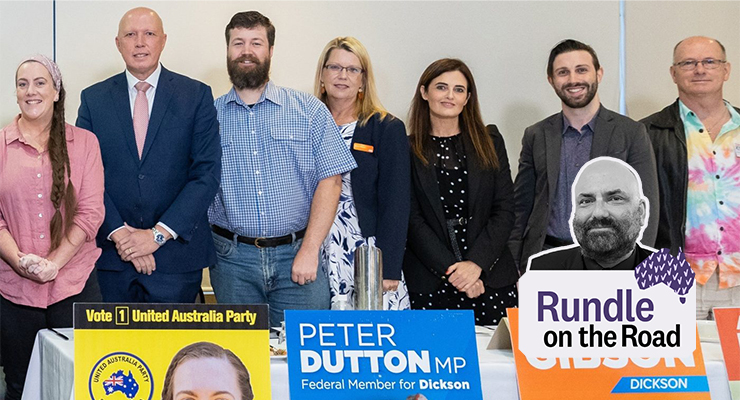 Peter Dutton and others at the Hill district chamber of commerce candidates' forum (Image: Moreton Daily)