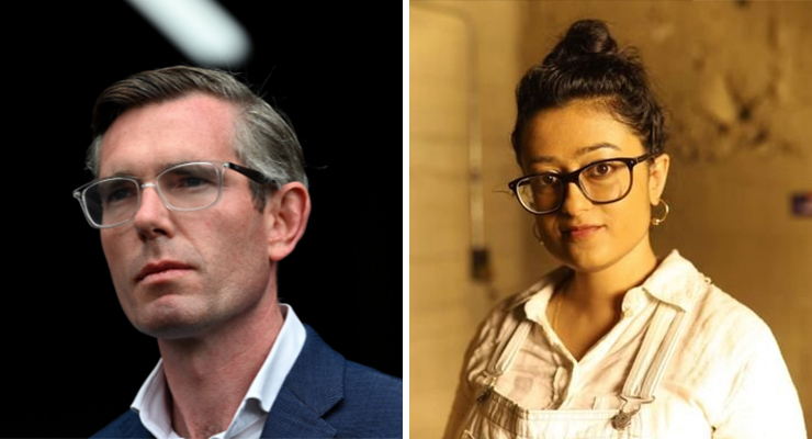 NSW Premier Dominic Perrottet and former Liberal staffer Dhanya Mani (Image: AAP/Twitter)