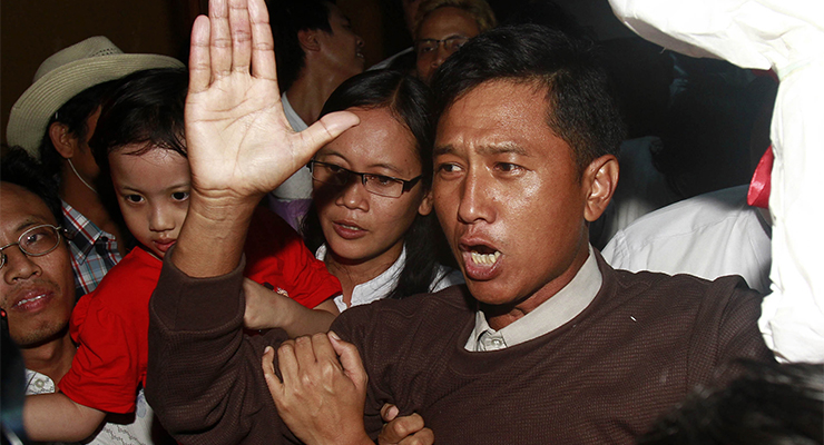 Kyaw Min Yu, a pro-democracy activist recently executed by Myanmar's junta, being released from prison in 2012 (Image: AAP/AP)