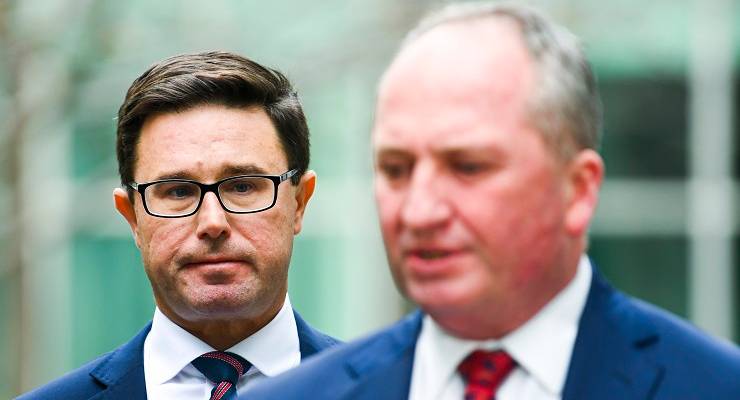 The Nationals' David Littleproud and Barnaby Joyce (Image: AAP/Lukas Coch)