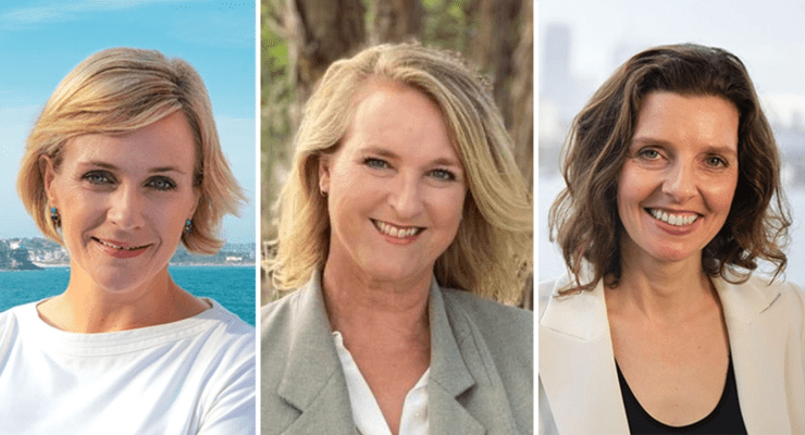 Teal MPs Zali Steggall, Kylea Tink and Allegra Spender (Images: Supplied)