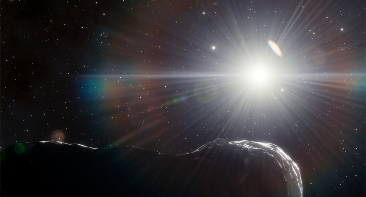Artist’s impression of an asteroid that orbits closer to the Sun than Earth’s orbit (Image: DOE/FNAL/DECam/CTIO/NOIRLab/NSF/AURA/J. da Silva/Spaceengine)