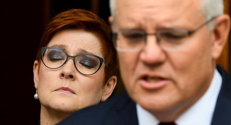 Marise Payne and Scott Morrison (Image: AAP/Lukas Coch)