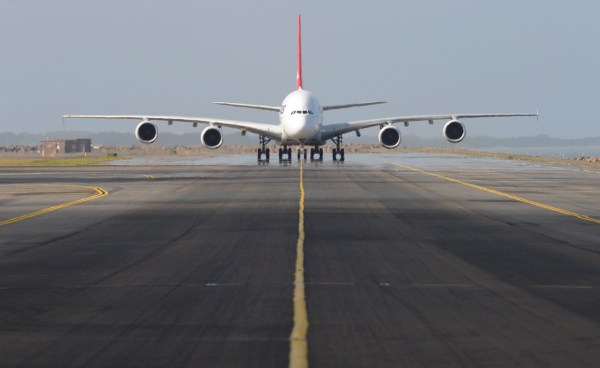 A380 Syd Air 8 A Qantas A380 at Sydney, but will it be outnumbered by Emirates by 2020, photo by James Morgan