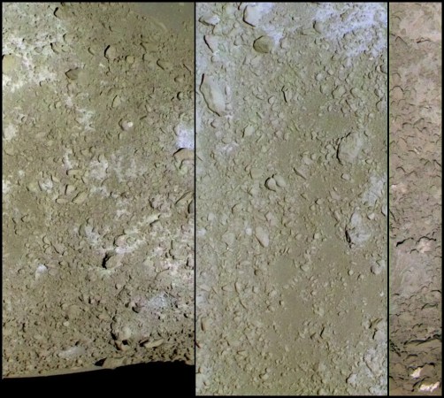 itokawa_surface Hayabusa mapped most of the asteroid in detail, shown here in the hues astronauts would see