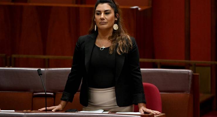 Senator Lidia Thorpe takes her seat on the Senate crossbench