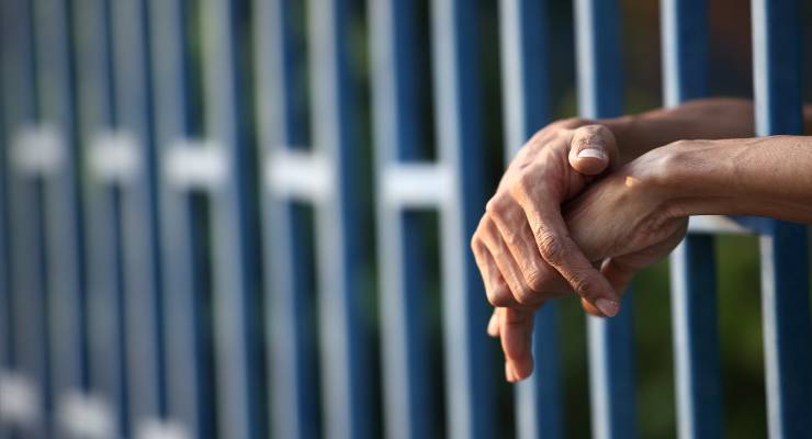 Hands in jail bars