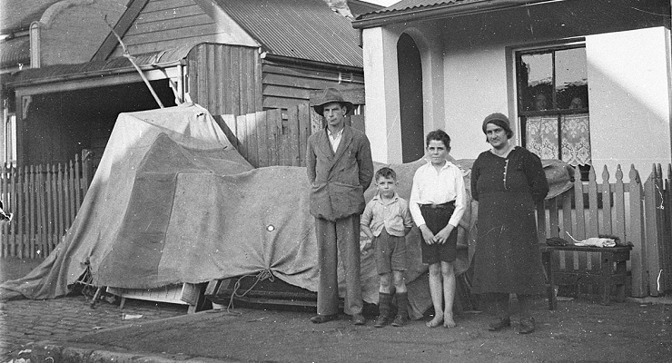A family outside their Redfern, Sydney home in 1934