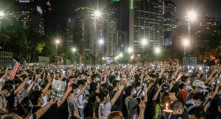 A Tiananmen Square memorial vigil in Hong Kong in 2020