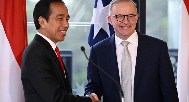 Indonesian President Joko Widodo and Australian PM Anthony Albanese (Image: AAP/Dan Himbrechts)