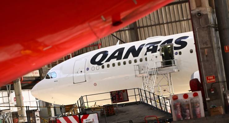 A Qantas plane at its Melbourne engineering depot (Image: AAP/Joel Carrett)