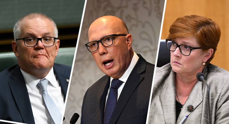 Scott Morrison, Peter Dutton and Marise Payne (Images: AAP)