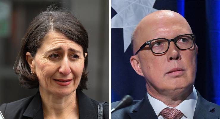 Former NSW premier Gladys Berejiklian and Opposition Leader Peter Dutton (Images: AAP)