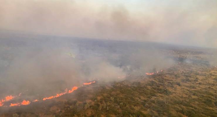 A large bushfire burning in the Northern Territory