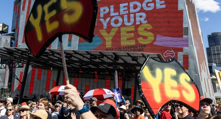 A Yes campaign rally in Melbourne