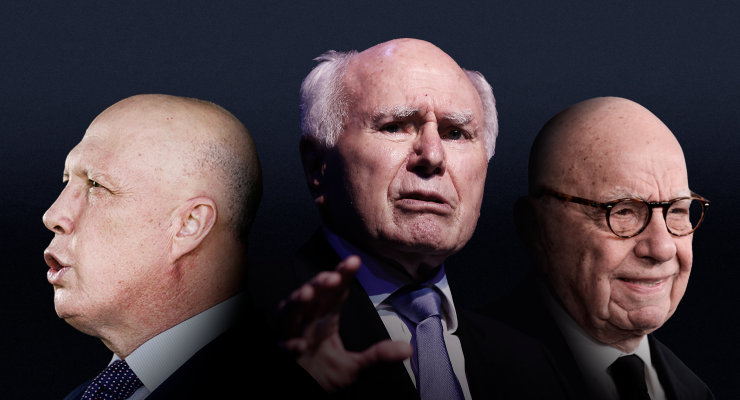 Peter Dutton, John Howard and Rupert Murdoch (Images: AAP/Private Media)