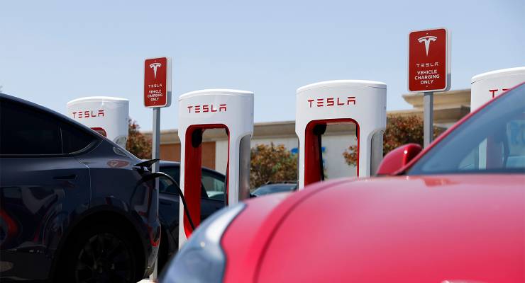 Tesla electric vehicles (Image: AAP/EPA/Caroline Brehman)