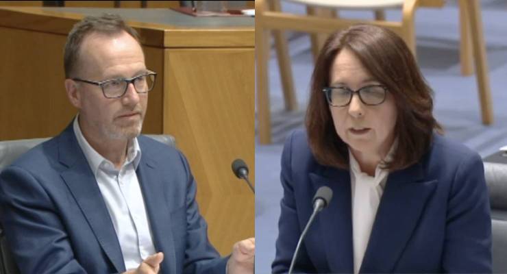 Greens Senator David Shoebridge and Australian Information and Privacy Commissioner Angelene Falk (Image: Parliament)