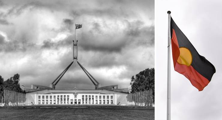 Parliament House; Aboriginal flag (Images: AAP)