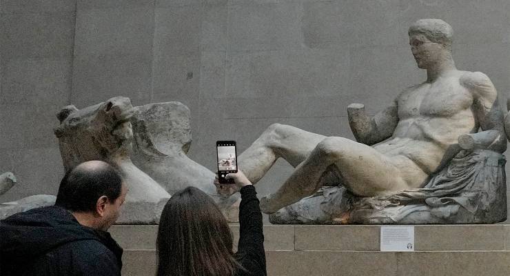 The Parthenon Marbles at the British Museum in London (Image: AAP/AP/Kirsty Wigglesworth)