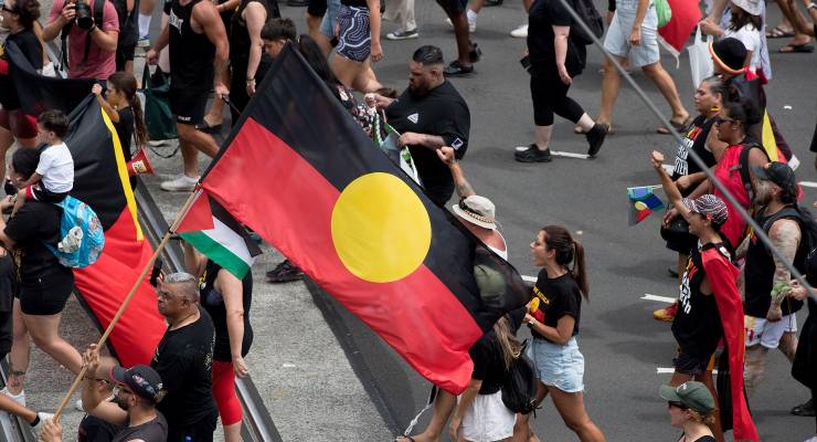 Invasion Day Rally in Sydney, January 26, 2024 (Image: AAP/Brent Lewin)
