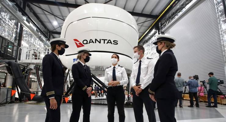 Pilots at the Qantas Flight Training Centre in Brisbane (Image: AAP/Jono Searle)