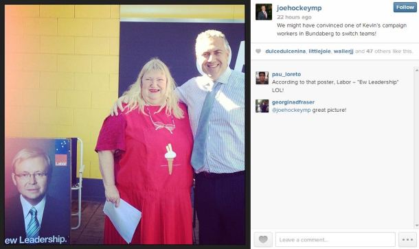 Joe Hockey with Kevin Rudd's campaign worker