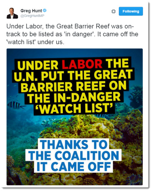 Greg Hunt GBR tweet