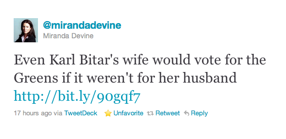 Even Karl Bitar's wife would vote for the Greens if it weren't for her husband