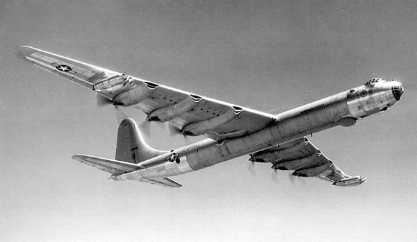 The B-36, a ten engined propeller and jet bomber, Wikipedia Commons