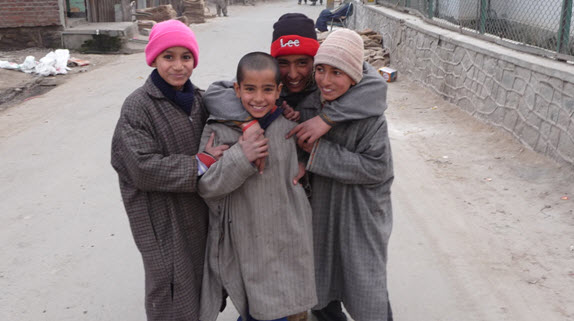 Kashmiri kids playing on the street