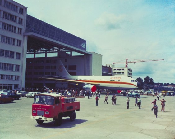 The A300 prototype is 'revealed' to dozens of onlookers in Toulouse in 1972. Copyright, Airbus S.A.S. 2009