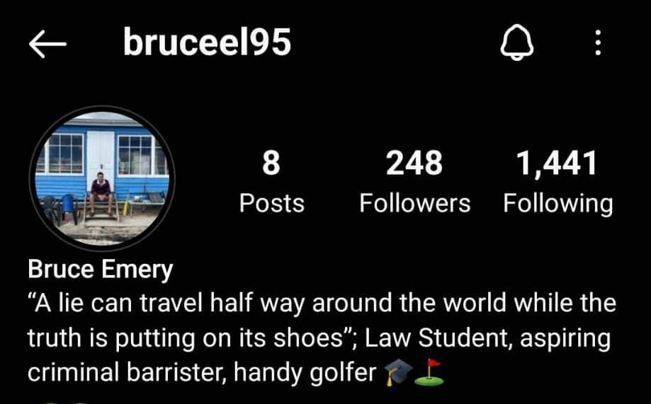 Screenshot of Bruce Lehrmann's apparent Instagram profile (Image: Supplied)