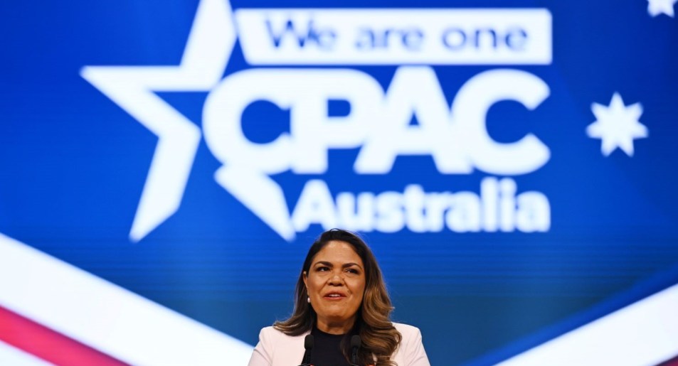 Jacinta Nampijinpa Price at a CPAC conference in Sydney (Image: AAP/Dean Lewins)